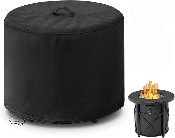 POMER Fire Pit Cover,30inch Round Fire Pit Cover for BALI OUTDOORS Gas Firepit Table Waterproof Propane Gas Fire Pit Column Cover - 30" D x 25" H