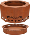 Outdoor Fire Pit - 24" Smokeless Wood Pellet Fire Pits Large for 4-6 People Campfire-Weathering Steel Material