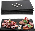 Hacaroa 6 Pieces Slate Cheese Board, 12" x 8" Black Charcuterie Boards Natural Slate Stone Plate Tray, Gourmet Serving Platter for Meats, Fruits, Parties, Appetizers