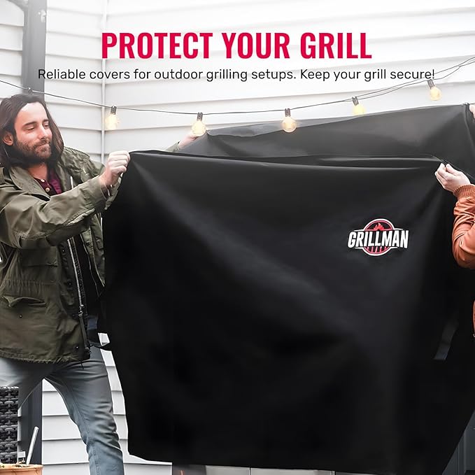 Grillman Heavy Duty BBQ Grill Cover for Outdoor Grill, 30 Inch – Waterproof, Weather Resistant, UV & Fade Resistant with Adjustable Straps – Gas Grill Cover for Weber, Genesis, Charbroil, etc. Black
