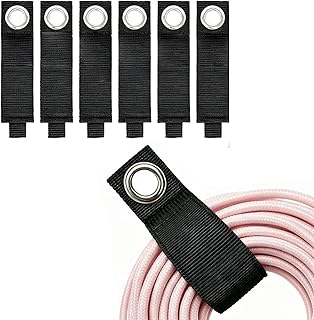 6 PCS Extension Cord Holder, Extension Cord Strap, Cable Organizer Straps for Cords Hoses, Heavy Duty Cord Wrap Keeper with Grommet for Hanging, Suitable for Cords, Hoses, Rope, RV, Boat and Garage（M）