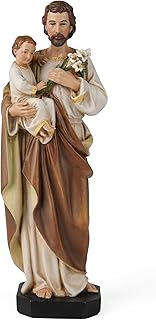 BC Catholic St. Joseph and Child Jesus Statue, 6" H Hand-Painted Fine Details Catholic Figurine, Patron Saint of Family, Religious Gift for Baptism, Mini Religious Home Decor