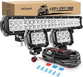 Nilight - ZH002 20Inch 126W Spot Flood Combo Off Road Led Light Bar 2PCS 18w 4Inch LED Pods With 16AWG Wiring Harness Kit-3 Lead For Tractor, 2 Years Warranty