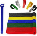 100 x Colourful Reusable Cable Ties, Cable Straps, Adjustable Cable Ties, Strong Hook and Loop Cable Straps with Buckle for TV Cables, PC Cables and Desk Organisation