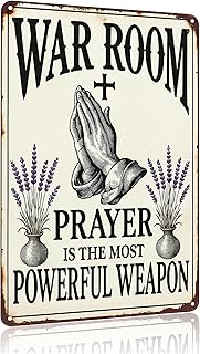 Smilelife Christian Gifts Vintage Prayer is The Most Powerful Weapon Tin Sign Religious Metal Wall Art for Home Church Prayer Room War Room Office Chapel Decor 8x12 Inch (3467)