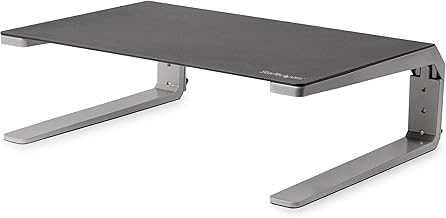 StarTech.com Monitor Riser Stand - for up to 32" (22lb/10kg) Monitor - Height Adjustable - Computer Monitor Riser - Steel and Aluminum (MONSTND)