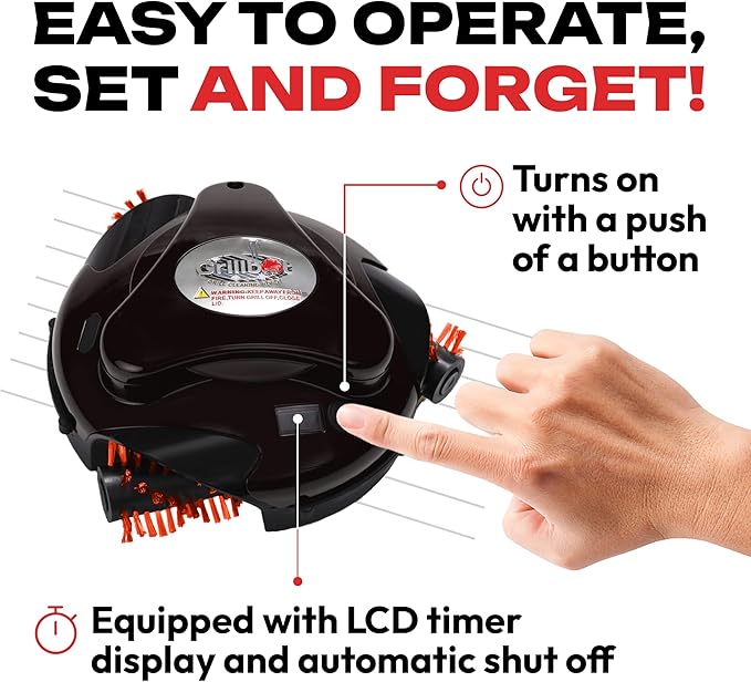 Grillbot Automatic Grill Cleaning Robot with Nylon Brushes, BBQ Grill Cleaner, Grill Brush, Grill Scraper, BBQ Accessories (Black, Grillbot and Case)