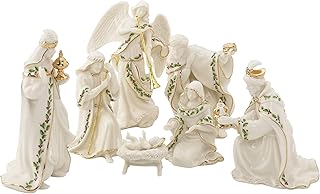 Lenox Figurine, 7-Piece Mini Nativity Set, Made Of Porcelain with 24K Gold Accent, Christmas Decoration, Christmas Decor Indoor, Winter Decor for Home, Table Decoration (Ivory, 7 Piece, 4-Inch Height)