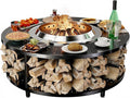 Fire Pit Surround Tabletop for Solo Stove Bonfire 1.0&2.0 and Ranger 1.0&2.0, 41" Fire Pit Surround Tabletop with Wood Storage Shelf, Powder-Coated Steel Surround Tabletop with Extra Space