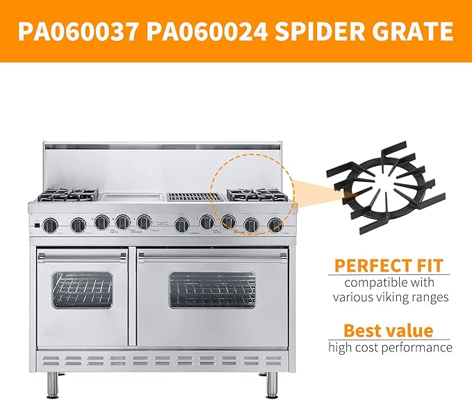 PA060037 PA060024 Spider Grate Replacement for Viking Gas Stove Parts 10”x 10.9” IN Cast Iron Burner Grate Viking Professional Range Grate DSC305 VGIC305 VGIC365 Cooktop Grate Stove Rack