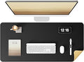 YSAGi Double-Sided Desk Pad, 31.5"x15.7"Leather Desk Mat, Eco Cork Desk Pad Protector,Large Mouse Pad,Waterproof Desk Blotter for Office/Home(Black)