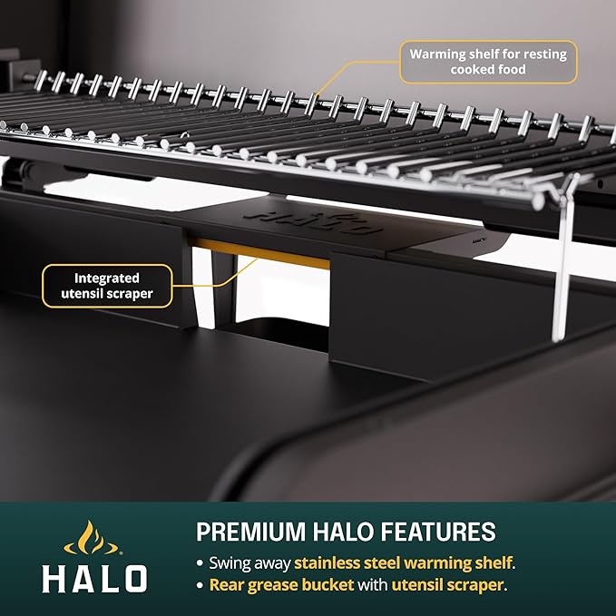 HALO Elite2B Outdoor Griddle | 2 Burner, 4 Cooking Zones | Portable with Warming Rack | 480 sq. in. (24″ x 20″) Wind-Proof Cooking Surface | Propane and Natural Gas Grill | HZ-1003-XNA