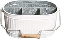 Alpha Living Home Rustic Heavy Duty Alloy Multi-Compartment Silverware Caddy - Metal Utensil Versatile All-in-One Organizer for Kitchen, Bathroom & Office Utensils, Flatware, and Accessories (White)
