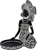 African Woman Candle Holder Statue – Tribal Resin Figurine for Tea Lights or Pillar Candles, Afrocentric Boho Home Decor for Living Room, Meditation Space, Bookshelf
