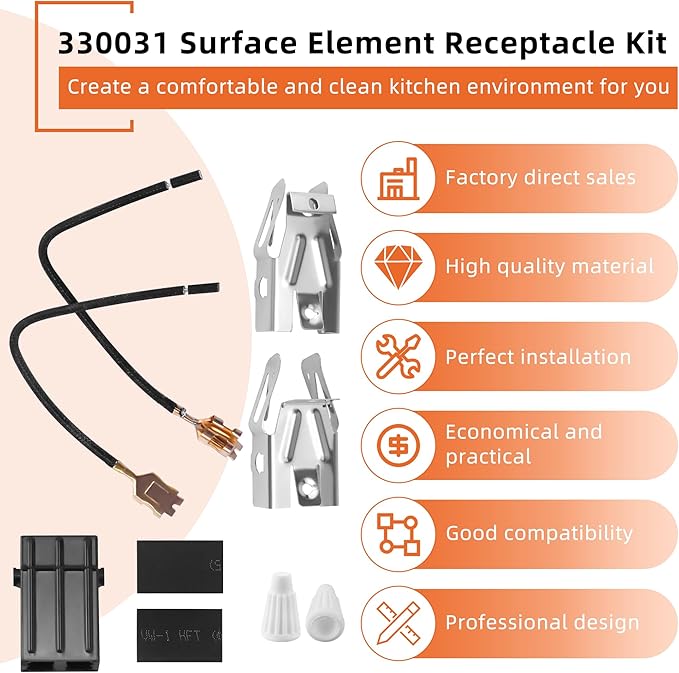 330031 Surface Element Receptacle Kit/330031 Range Burner Compatible for Whirl-Pool Ken-More Cro-sley May-tag Kithcen-aid etc Stove,Replaces AP3075808 PS340571 EAP340571 3374 by MIFLUS-4 Packs