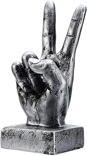 Nice purchase Hand Finger Gesture Desk Statues Fingers Sculpture Creative Home Living Room Cabinet Shelf Decoration (Victory Gesture in Silver)