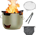 Backpacking and Camping Stove, Portable Stainless Steel Wood Burning Stove, Tabletop Fire Pit with Travel Bag, Resistant to Heat, Bending, Dropping for Outdoor, Hiking, Picnic - Sage Green