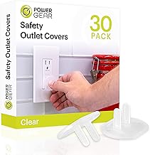 Power Gear Child Safety Electrical Outlet Covers, Tamper‑Resistant Plug Protectors for Standard Wall Outlets, Baby‑Proof & Child‑Proof Safety Caps, Clear, 30 Pack, 51175