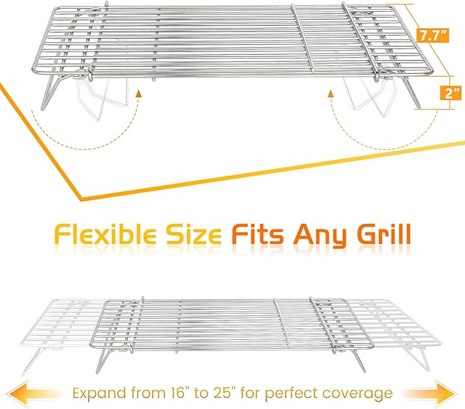 Warming Rack for Blackstone Griddle 17 22 28 Adjustable Cooking Grill Racks Grates Taco Hot Dog Upper Shelf for Weber Traeger Nexgrill PitBoss Accessories Tabletop Flat Top BBQ Cooling Grid