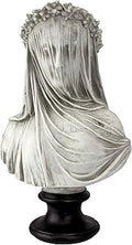 Design Toscano Veiled Maiden Indoor Bust Statue, 9 Inch Wide, 14 Inch Tall, Cast Stone Resin, Antiqued White Finish with a Black Painted Base