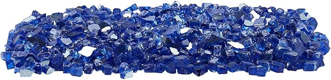 VEVOR Fire Glass, 10 lbs, Cobalt Blue, 1/2 Inch High-Temperature Resistant Reflective Glass Rocks, Smokeless Fire Pit Stones for Outdoor Table & Landscaping