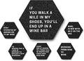 Funny Wine Coasters Set of 6 with Sayings, Absorbent Felt Drink Coasters, Novelty Gift for Wine Lovers, Friends, Women & Men, Housewarming, Bar & Coffee Table Decor