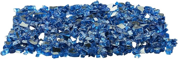 VEVOR Fire Glass, 10 lbs, Pacific Blue, 1/2 Inch High-Temperature Resistant Reflective Glass Rocks, Smokeless Fire Pit Stones for Outdoor Table & Landscaping