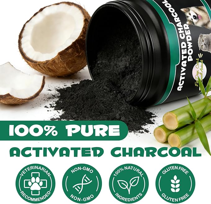 AIQIUSHA Activated Charcoal for Dogs & Cats, 120g Pure Charcoal Powder for Pets & Livestock – Daily Digestive Support, Helps Maintain Normal Stool, Single Ingredient, Non-GMO, Gluten Free