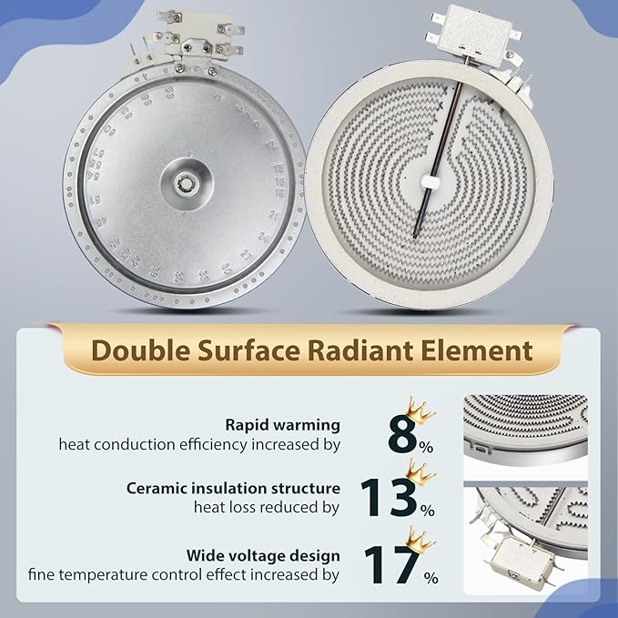 Upgraded DG47-00060A MEE62385001 Range Radiant Surface Element Compatible with Whirlpool Kenmore Electric Furnace Oven Replaces DG47-00023A AP5967643 PS11720669 Range Single Radiant Burner