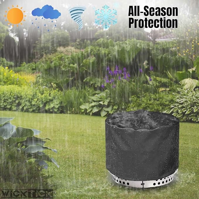WICKTICK 28 Inch Round Fire Pit Cover for Solo Stove Yukon 2.0, 600D Heavy Duty Waterproof Firepit Accessories for Outdoor Camping, All-Weather Resistant