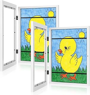 [2-Pack] Kids Art Frames, 8.5x11 Front Opening Kids Artwork Frames Changeable, White Artwork Display Storage Frame for Wall, Holds 50 Pcs, for 3D Picture, Crafts, Hanging Art, Portfolio