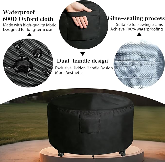 Chinchilla Heavy Duty 48 Inch Round Fire Pit Cover - 100% Waterproof & Weatherproof, Durable All-Season Protection for 45/46/47/48 Inch Propane Fire Pits and Tables
