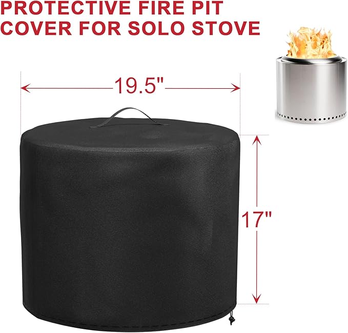 Fire Pit Cover for Solo Stove Bonfire 2.0, 19.5 Inch Fire Pit Round Cover for Solo Stove Bonfire, Waterproof 600D Heavy Duty Cover Accessories