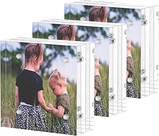Sezanrpt Acrylic Mini Frames 2x2, 3 Pack, Small Frame 2x2 for Tickets, Clear Picture Frame Small Tips Holder