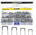 540 Pcs Insulated U Staple Nail Assortment Set with Storage Case, 0.56", 0.44“, 0.41", 0.36" Metal Cable Staple for Fixing Electrical Wire