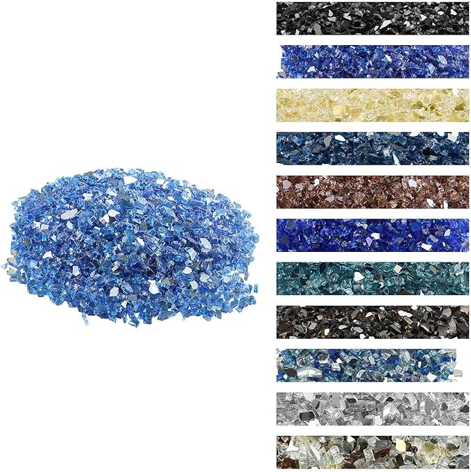 VEVOR Fire Glass, 10 lbs, Cobalt Blue, 1/4 Inch High-Temperature Resistant Reflective Glass Rocks, Smokeless Fire Pit Stones for Outdoor Table & Landscaping
