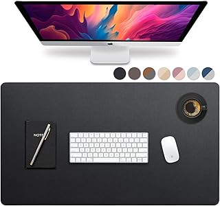 Leather Desk Pad 36" x 20", Vine Creations Office Desk Mat Waterproof Black - Premium Quality - Smooth Mouse Writing Surface - Maximum Protection Dual-Sided Pu Leather Blotter for Desk Office/Home
