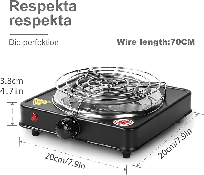 Electric Charcoal Burner Stove Portable Hot Plate Grill Coal Burners Heating Plate 1000W Charcoals Starter Heater withTongs