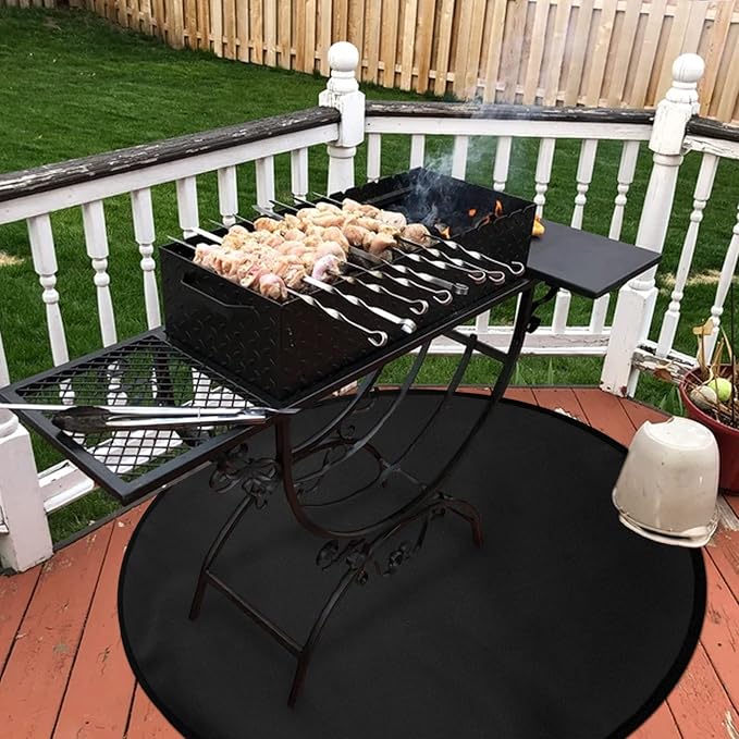 29.5'' Round Fire Pit Mat for Solo Stove Bonfire,Double-Sided Fireproof Grill Mat,Heat Resistant BBQ Accessory,Easy Clean & Reusable