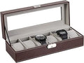 NEX Watch Box, 6 Slots Leather Watch Display Case Organizer Jewelry Storage for Men