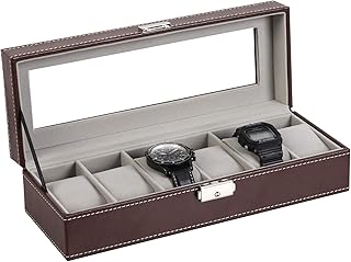 NEX Watch Box, 6 Slots Leather Watch Display Case Organizer Jewelry Storage for Men