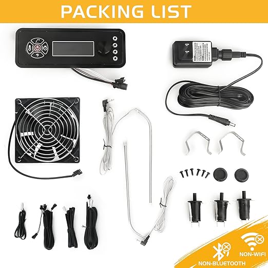 Non-WiFi/Bluetooth Smoker Parts for Masterbuilt Gravity Series 560 800 1050 Control Panel Replacement Fan Kit Power Adapter Cords Hopper Lid Door Switch Digital Charcoal Grill MB20041020 MB20040122