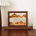 Solid Wood Oasis Mini Art Liquid Motion 360-Degree Rotation, Made of Black Walnut and H62 Brass, 3D Highly Transparent Office Decor (Desert)