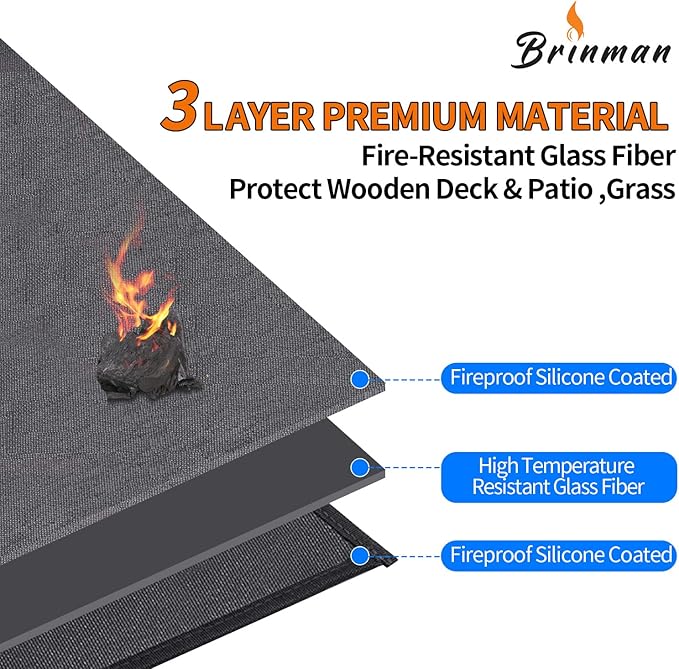 Under Grill Mats for Outdoor Grill - 48x40 Inch BBQ Mat for under Barbecue - Double-Sided Fireproof Patio & Deck Protector Mat - Fire Pit Mat -Oil-Proof Grill Floor Pads - Stove Mat Patio Accessories