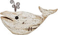 E-view Wood Whale Statue Wooden Nautical Decor for Home - Antique Fish Figures Decoration Animal Statues Beach Themed Wall Art (Whale Figurine)