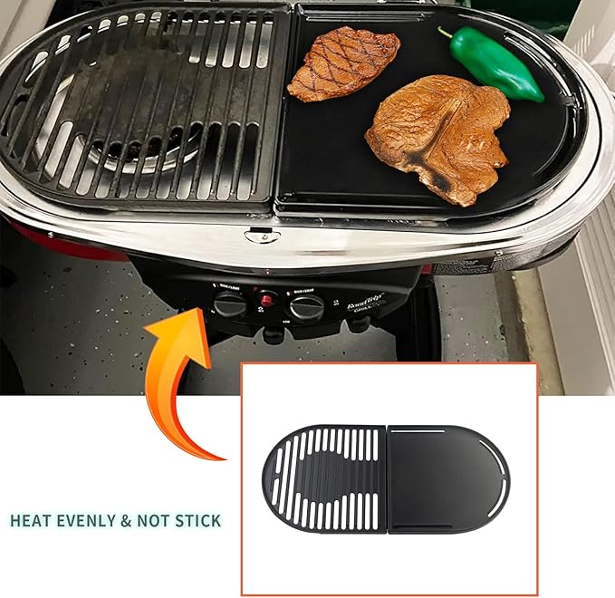 Cast Iron Cooking Griddle and Grill Grates Replacement Parts for Coleman Roadtrip Swaptop Grills LX LXE LXX, 2 Pack Grill Grids Grates Parts