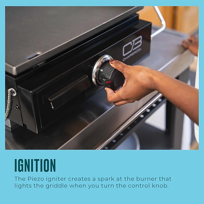 Charbroil 17" Performance Series Portable Tabletop 1 Burner Propane Gas Griddle, Black 463614124