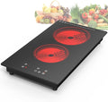 GIHETKUT Electric Cooktop,Built-in and Countertop Electric Stove Top, 2100W 110V Electric Burner 9 Heating Level, Timer & Kid Safety Lock, Sensor Touch Control 2 Burner Electric Cooktop.