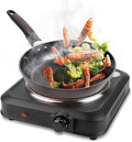 1200W Hot Plate, Electric Infrared Single Burner, Portable Stove Countertop Hotplate with 7.5” Glass Cooktop Stepless Temperature Adjustments for Home RV Camp, Compatible for All Cookwares