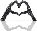 LCCCK Black Hand Gesture Desk Statues Love Ornaments,Skull Couple Statue, Creative Wedding Home Desktop Decor,Heart Shape Hand Figurines for Living Room Shelf Coffee Table Centerpiece